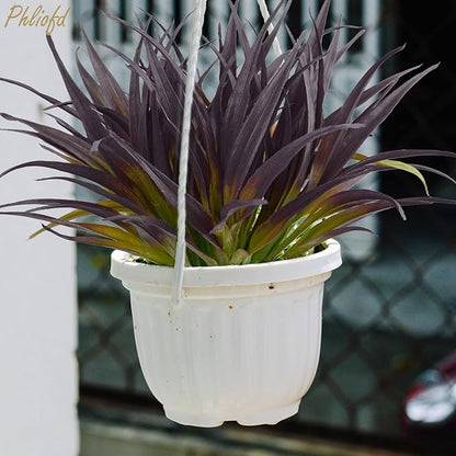 32 Pcs Artificial Grass Fake Grass Plants 17.3in Outdoor Plants UV Resistant Faux Greenery Stems for Home Window Garden Office Patio Pathway Front Porch Halloween Décor Light Green & Purple