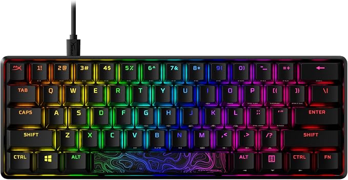 HyperX Alloy Origins 60 - Mechanical Gaming Keyboard, Ultra Compact 60% Form Factor, Double Shot PBT Keycaps, RGB LED Backlit, NGENUITY Software Compatible - Linear HyperX Red Switch,Black