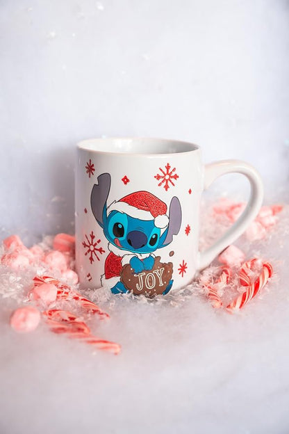 Silver Buffalo Disney Lilo and Stitch Santa Glitter, Ceramic Mug, 14oz | Dressed as, Christmas, Holiday Joy, 0.4 Liters