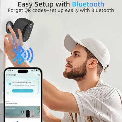 4Pack 5G/2.4G WiFi Security Cameras, 2K Security Cameras Wireless Outdoor Battery Powered with AI Motion Detection Siren Alarm, Color Night Vision, 2-Way Talk, IP65 Waterproof, Works w/Alexa, Cloud/SD