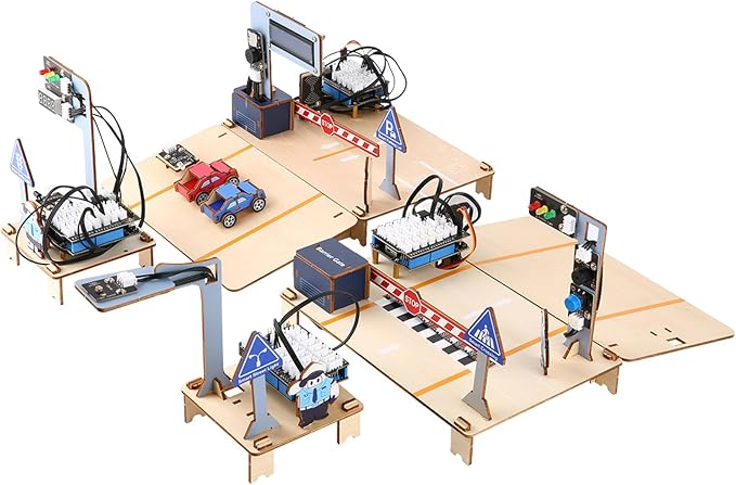 4-in-1 ESP32 STEM Smart Traffic Kit Compatible with Arduino, STEM Robotics Science Kit, Engineering Project STEA Activity Gift Suitable for School Education Kit, Family Education for Kids 12+