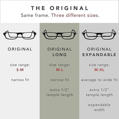 Clic Magnetic Reading Glasses - Adjustable Neck Hanging Readers - Secure Fit with Rigid Headband - Original (S-M, Smoke, 2.00)