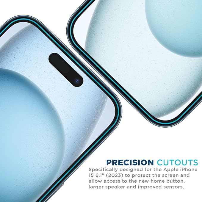 Tech Armor for Apple iPhone 15 Screen Protector Glass 6.1 inch - Ballistic Tempered, Case Friendly, Easy Install, Sensor Protection, HD, 9H Hardness, 3 Pack + Bonus Camera Lens Protectors