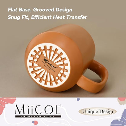 Miicol Ceramic Coffee Mug, 16 oz Large Coffee Cup, Tea Mug with Handle, Flat Bottom Mug for Men, Women, Office, Microwave and Dishwasher Safe, Multi-Color, Burnt Orange