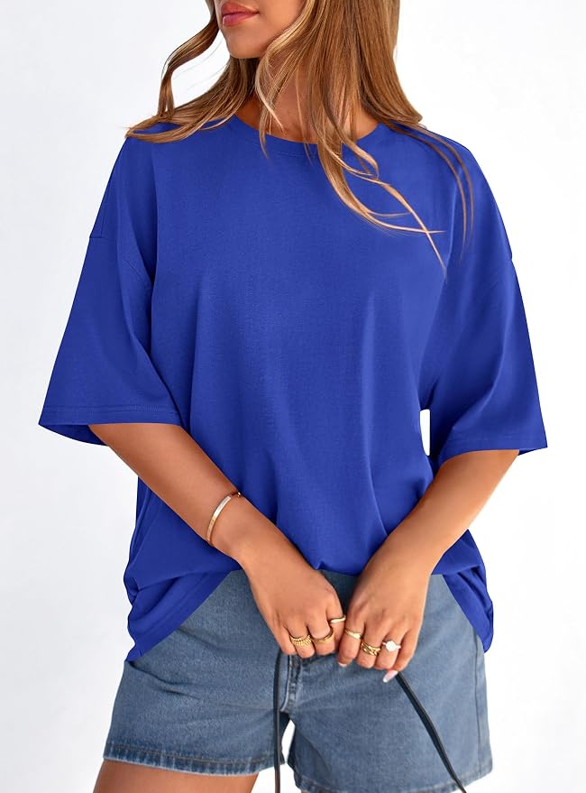 PRETTYGARDEN Womens 2026 Spring Going Out Tops Casual Short Sleeve Crewneck Loose Fit Basic Oversized T Shirts Summer Outfits