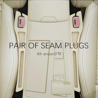 2PCS Car Seat Gap Filler Organizer,2 in 1 Car Gap Filler with Fill and Storage Function for Storing Phones Keys Cards,Universal Multifunctional No Drop Seat Guard for Cars (Beige)