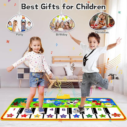 M SANMERSEN Piano Mat - 53" x 23" Musical Mat 8 Animals Sounds Dance Mat for Kids Touch Play Dancing Mat Toy Gifts for 1 2 3 4 5 6 Year Old Girls Boys Toddlers