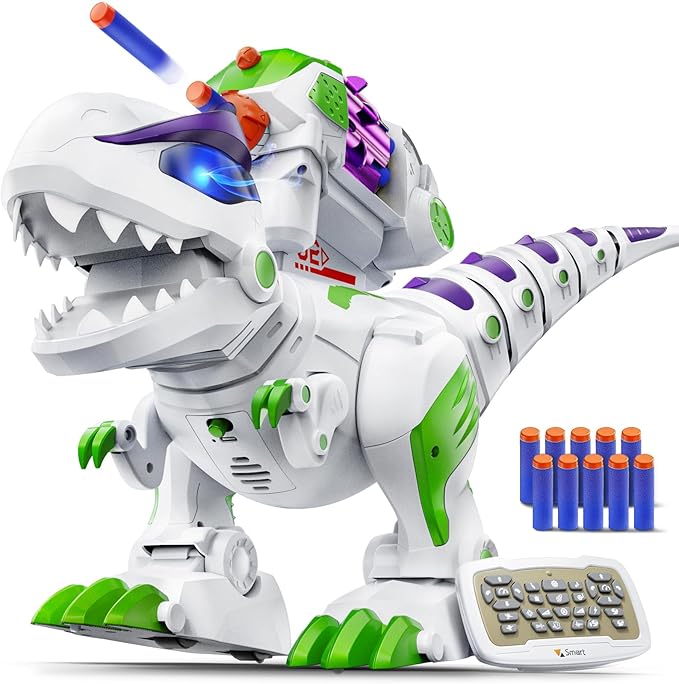 Ruko 8809 Dinosaur Toys for Kids, Large Rechargeable RC T-Rex, Green | Programmable, Walking, Roaring, LED Eyes and Shooting, Interactive Gifts for Boys & Girls Age 3 4 5 6 7 8