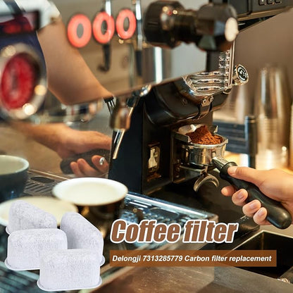 4pcs Coffee Maker Filter Replacement, Water Filter for Delonghi 7313285779 | Activated Carbon Water Filter for Espresso Coffee Machine, Cafe Maker Accessories for Delonghi Compatible with 7313285779