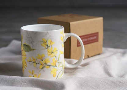Maison d' Hermine Coffee Mug with Handles Tea Cups (12 Ounce, Pack of 1) | Fine Bone China Coffee Mugs for Hot Beverages Cappuccino Latte Home Restaurant Hotel Spring Summer -Candice - Helianthe