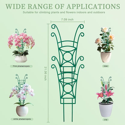 12 Pack Stackable Plant Trellis for Potted Plants, Garden Trellis Supports Peas, Ivy & Flowering Vines, Plastic Climbing Plant Support (Green)