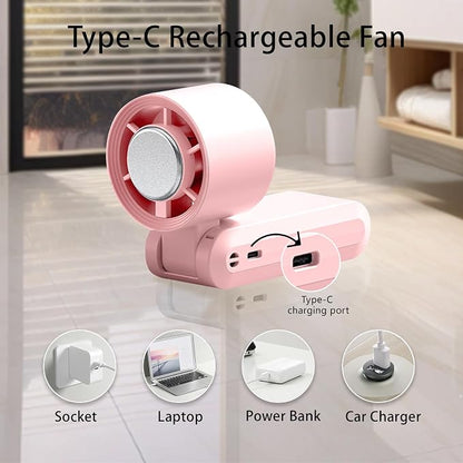 Handheld Fan, Portable Handheld Fan with Ice Function, mini personal fan, Turbo Powerful Rechargeable Fans,1-199 Speed, Foldable, for Women Men Outdoor Indoor travel essentials(Pink)