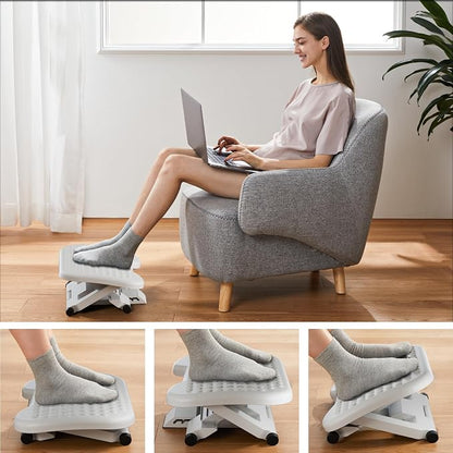 HUANUO Adjustable Desk Footrest, Foot Rest for Under Desk at Work with Massage, Adjustable Foot Stool with 3 Height Position & 30 Degree Tilt Angle Adjustment for Home, Office, White