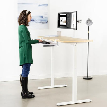 VIVO Large Clamp-on Computer Keyboard and Mouse Under Desk Slider Tray, 27 x 11 inch Pull Out Platform Drawer, White, MOUNT-KB05W | Keyboard Tray for Typing, Slide Out Platform, Extra Sturdy C-Clamp Mount System, Computer Drawer, White Frame