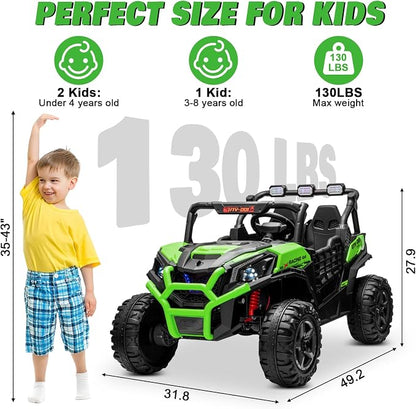 24V 2 Seater Ride on Car for Big Kids, JOYRACER 4x4 Off-Road UTV Toy w/Remote Control, 800W Powerful Motors, 20" Large Seat, 5 Mph Max Speed, Bluetooth, MP3, Lights, Electric Car for Kids, Green