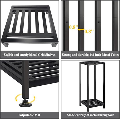 Plant Stand Indoor Outdoor Heavy Duty Wrought Iron Pedestal Stands Metal Plant Stand Decorative Flower Stand for Patio Garden Deck Living Room