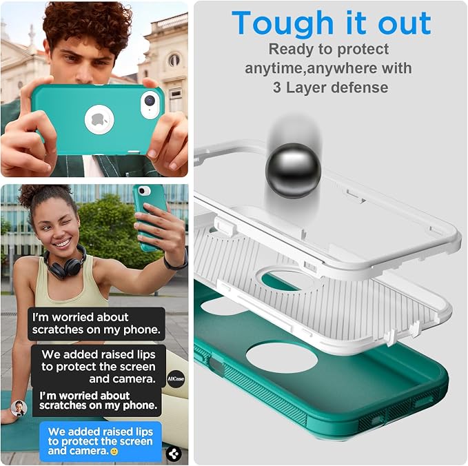 AICase for iPhone 17e/iPhone 16e Case 2026,Heavy Duty Drop Protection Full Body Rugged Shockproof/Drop Proof/Dust Proof Military Protective Tough Durable Cell Phone Cover for iPhone 17e/16e 6.1_5