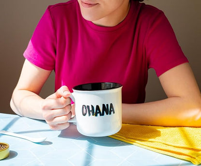 Silver Buffalo Disney Lilo and Stitch Ohana Abstract Ceramic Camper Mug, 20 Ounces