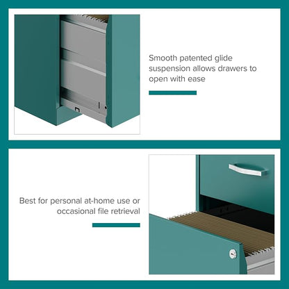 Hirsh Industries Space Solutions 18in 2 Drawer Metal File Cabinet Teal, Letter Size, Fully Assembled