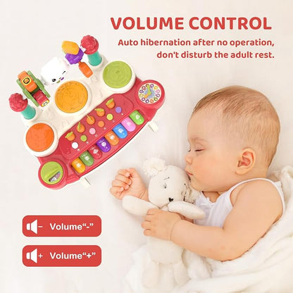 20-in-1 Piano Keyboard Musical Toy Interactive Drum for 1-3, Red | STEM Educational Sensory Toy - Montessori Preschool Electronic Learning Instrument - Toddlers 1st birthday gift