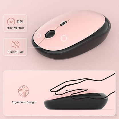 MOFII Wireless Keyboard and Mouse Combo, Full Size 2.4G Retro Round Computer Keyboard and Mouse Set, Plug and Play, for Windows, Computer, Desktop, PC, Notebook - (Lovely BlackBerry Gradient)