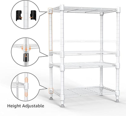 450 lbs Wire Storage Shelving 3-Tier Utility Shelving Unit Steel Organizer Wire Rack for Home,Kitchen,Office,White (11.8" D x 17.7" W x 26.4" H)