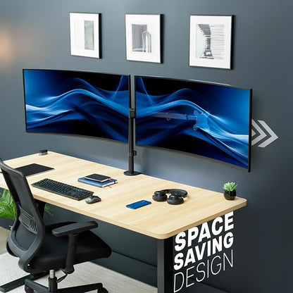 VIVO Premium Dual Ultra Wide LCD LED 40 to 45 inch Monitor Desk Mount, Heavy Duty, Adjustable Telescoping Arms, Flush Wall Setup, Fits 2 Screens, Black, STAND-TS45C