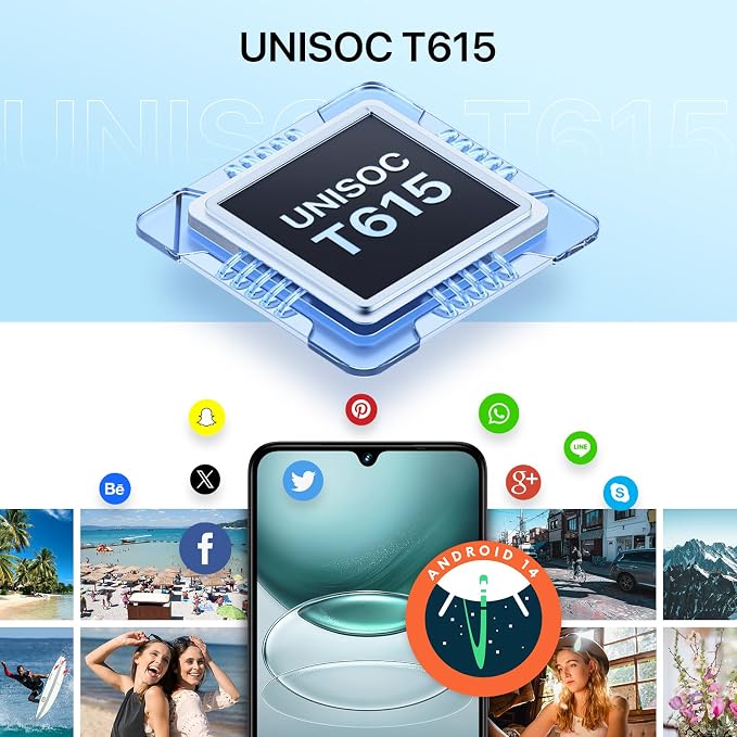 UMIDIGI G100 Unlocked Cell Phone Android 14, 6.9" HD+ 120Hz,Octa-core 12GB +128GB Expand 1TB,GPS Unlocked Smartphone,6000mAh,50MP Triple Camera,Dual 4G LTE Phone, NFC,AI Face Unlock,OTG,White
