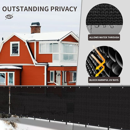 LOVE STORY Custom Size 2'6''x17' Black Balcony Privacy Screen,UV Block Privacy Fence Screen,90% Shield for Outdoor Pool Garden Apartment Railing