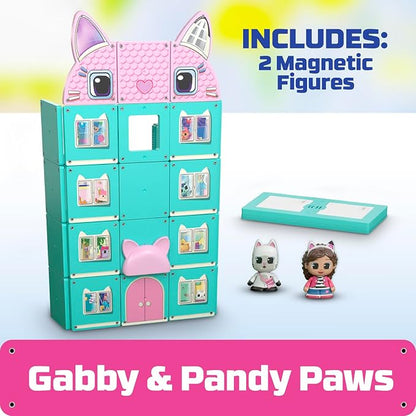 Tile Town Gabby’s Dollhouse 35-Piece Magnetic Tile Playset, Interactive STEM Magnetic Tiles Toys, Includes Gabby & Pandy Paws Figures, Action Tiles