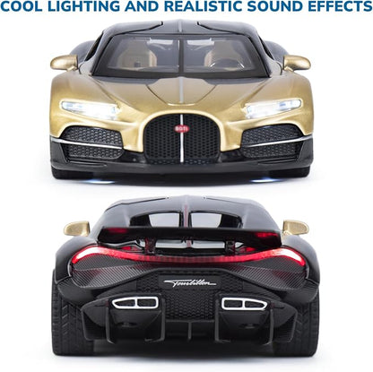 Car Toys for Boys 1 32 Diecast Cars Collectibles Car Model Kit,Metal Toy Car for Boys and Girls,Pull Back Cars with Lights and Sounds,Cars for Kids Ages 3-5（Gold）