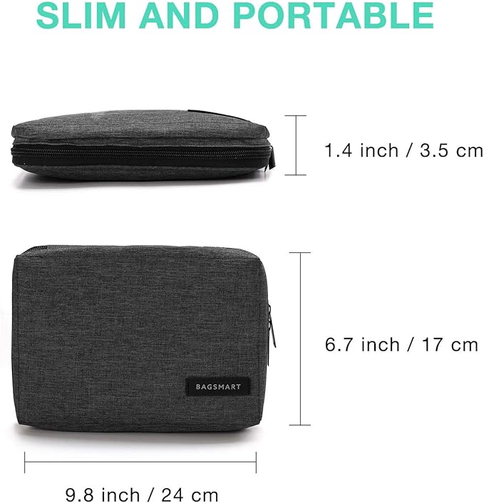 BAGSMART Travel Electronics Organizer, Phone SD Card, Men Women, Black | Travel Cord Organizer, For Travel Essentials, Cable Organizer for Phone & SD Card, For Men & Women