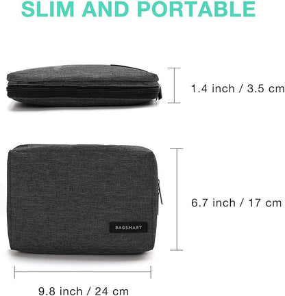 BAGSMART Travel Electronics Organizer, Phone SD Card, Men Women, Black | Travel Cord Organizer, For Travel Essentials, Cable Organizer for Phone & SD Card, For Men & Women