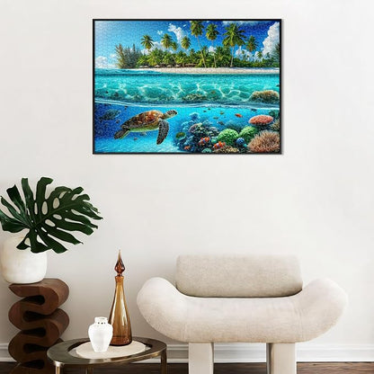 Sutinban Sea Turtle 1000 Piece Puzzle for Adults, Coolest Adult Puzzle 1000 Pieces, Wave Spirit Hawaii Ocean Jigsaw Puzzles Home Decor Happy Family Time