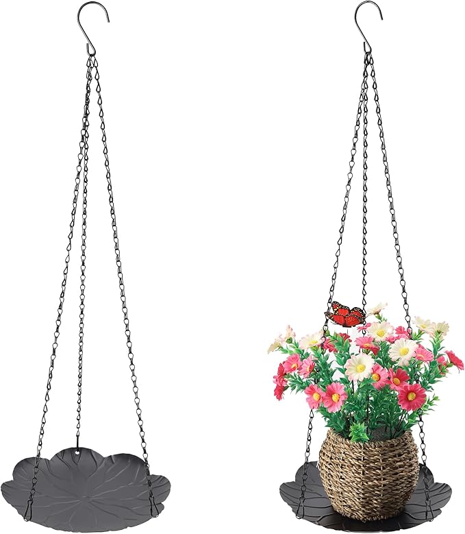 Hanging Planter for Indoor Outdoor, Plant Hanger, Hanging Plant Holder, Plant Pot Shelf Basket for Window Wall Ceiling Garden with Chains and Hooks, 2Pcs (Leaf)