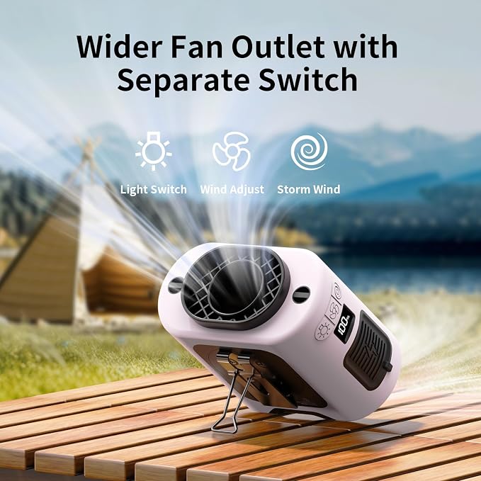 Socool 14500mAh Portable Waist Fan Clip on Belt 360 Rotation Wearable Rechargeable Personal Shirt Fan, 67H Cooling 5-Speed Battery Operated with Light, Neck Fan Hands-Free for Outdoor Jobsite Camping