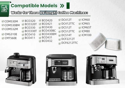 12 Pack Activated Charcoal Water Filter for Delonghi Espresso Machine COM530M, COM532M, BCO430 and More | Compatible with Delonghi Filter Replacement Accessories 7313285779