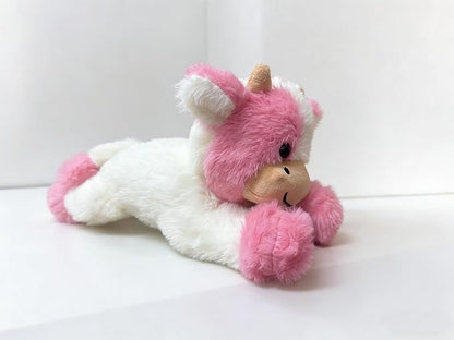 YUKOUQIAN Cute Cow Plush Stuffed Animal Doll Toy 10 inch for Girls Boys (pa Cow Pink)