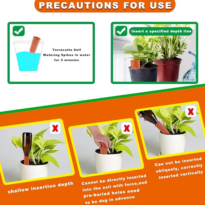 Plant Self-Watering Stakes-15 Pack Terracotta Automatic Plant Waterer Devices Auto-Water Irrigation System for Indoor/Outdoor Plants