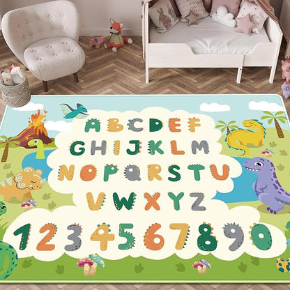 Kids Rug for Playroom,78.7 X 59 Inch Dinosaur Kids Play Mat ABC Classroom Rug,Non-Slip Cute Alphabet Rug Soft Kids Floor Mats Carpet,Toddler Baby Playroom Mat for Kids Room Classroom Playroom