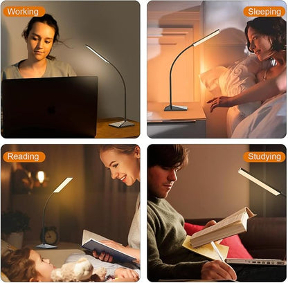 RAOYI LED Desk Lamp, 12W Dimmable Table Lamp Eye-Caring Reading Light with USB Charging Port, Touch Control, 5 Lighting Modes and 6-Level Brightness for Home Office Bedrooms (Black)