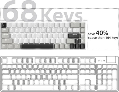 MageGee Portable 60% Mechanical Gaming Keyboard, MK-Box LED White Backlit Compact 68 Keys Mini Wired Office Keyboard with Red Switch for Windows Laptop PC Mac - Grey