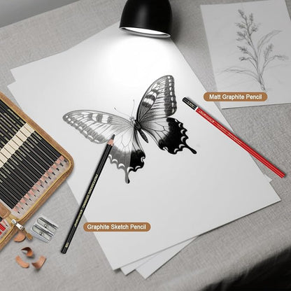 Heshengping, Sketching and Drawing Pencils Set 26pcs, Art Supplies Drawing pencil Kit,Graphite Charcoal Professional Pencils Set, Adults Beginners Artist