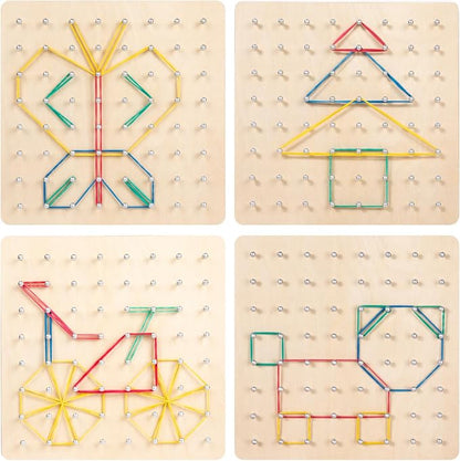 Wooden Geoboard Path Planning Educational Toy for Kids 5+ | Help children foster Spatial Reasoning, Symmetry Awareness, Fine Motor Skills