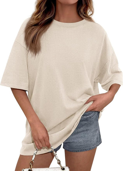 PRETTYGARDEN Womens 2026 Spring Going Out Tops Casual Short Sleeve Crewneck Loose Fit Basic Oversized T Shirts Summer Outfits