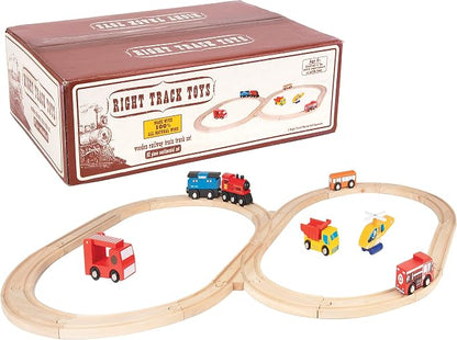 Wooden Train Track 52 Piece Set-18 Feet Of Track Expansion - 5 Distinct Pieces - 100% Compatible with All Major Brands Including Thomas Wooden Railway System: Screen Free Christmas Gift For Toddlers