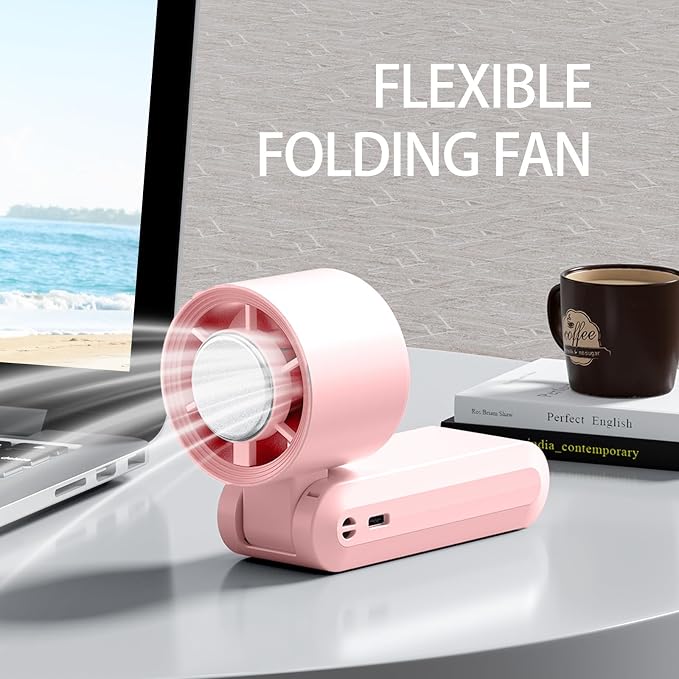 Handheld Fan, Portable Handheld Fan with Ice Function, mini personal fan, Turbo Powerful Rechargeable Fans,1-199 Speed, Foldable, for Women Men Outdoor Indoor travel essentials(Pink)