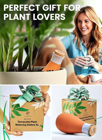 4 Pcs Ollas Terracotta Watering Pots Large - 14 Oz Self Watering Planter Insert Olla Watering System for 1-Week Easy to Refill - Clay Plant Watering Globes for Outdoor & Indoor Plants [4, Multicolor]