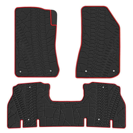 San Auto Car Floor Mat for Jeep Wrangler JL 4x4 Door Sahara Rubicon 2018-2025 2026 Custom Fit Black Red Rubber Auto Floor Liner