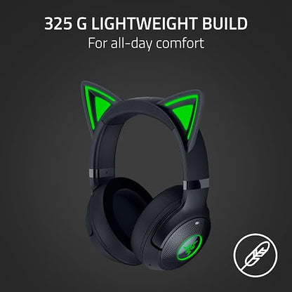 Razer Kraken Kitty V2 BT Wireless RGB Headset, Black | Chroma RGB Kitty Ears & Earcups, Bluetooth 5.2, 40 mm Drivers, Noise-cancelling Mics, Lightweight, USB-C, 40 Hr Battery